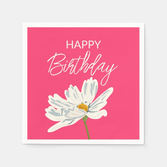 Happy Birthday While Summer Artistic Flower  Napkins (Front)