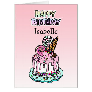 Happy Birthday Whimsical Cake and Sprinkles Card
