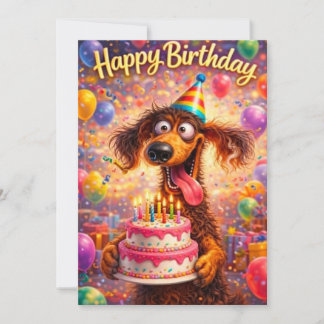 Happy Birthday whimsical dog Card