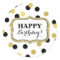 Happy Birthday White Black Gold Confetti