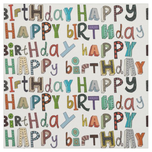 happy birthday white fabric