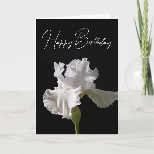 Happy Birthday  White Iris Card