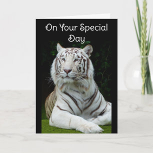 Happy Birthday White Tiger Greeting Card