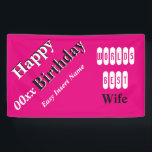 Happy Birthday Wife Banner<br><div class="desc">Make Your Wife Smile With This Delightful Custom Made To Order Banner Just For Her. This banner is super easy to edit plus you can pick mix & match your favourite colors. Every order helps Debra's #Petaid911 Lifelong Rescue Mission at no additional cost to you. Thank You Sincerely, Debra Petaid911...</div>