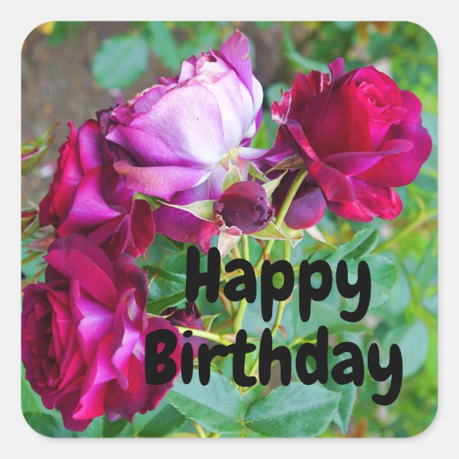 Happy Birthday Wild Blue Yonder Rose #1 Stickers (Front)