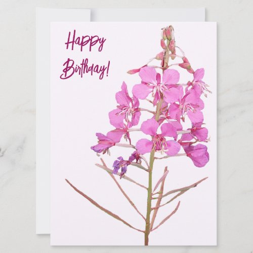 Happy birthday wild flower minimalist boho floral  holiday card