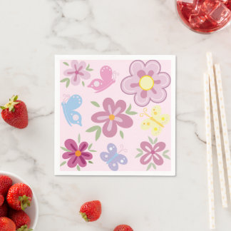 Happy Birthday Wild Flowers Garden Boho Pattern Napkins