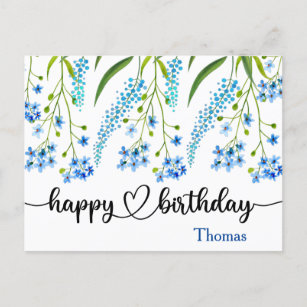 Happy Birthday Wild Flowers Watercolor Post Card