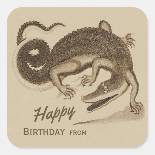 Happy Birthday Wild joyful crocodile CC0892 Square Sticker