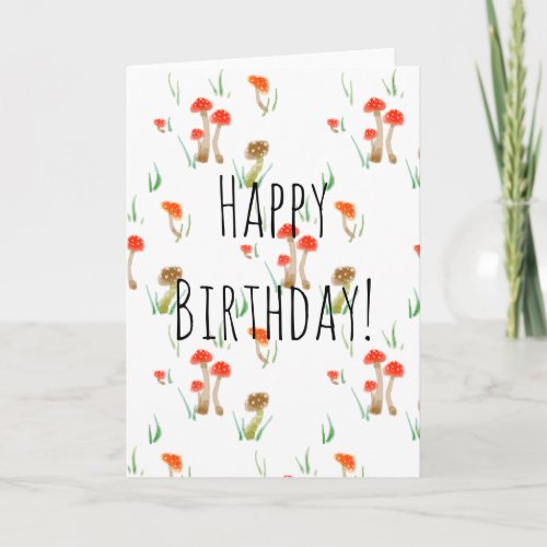 Happy birthday wild mushrooms card