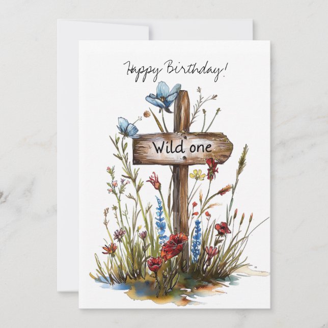 Happy Birthday, Wild One Thank You Card (Front)