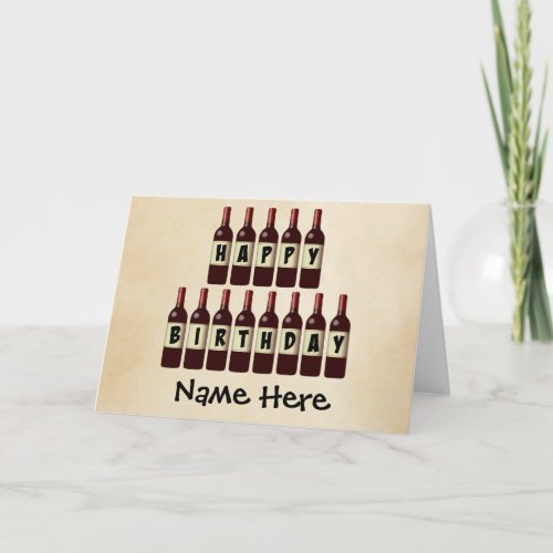 Happy Birthday Wine Bottles Customized Card