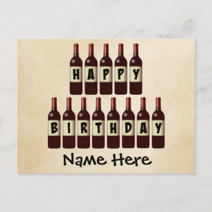 Happy Birthday Wine Bottles Customized Postcard