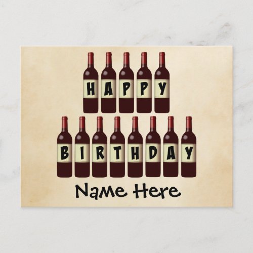 Happy Birthday Wine Bottles Customized Postcard