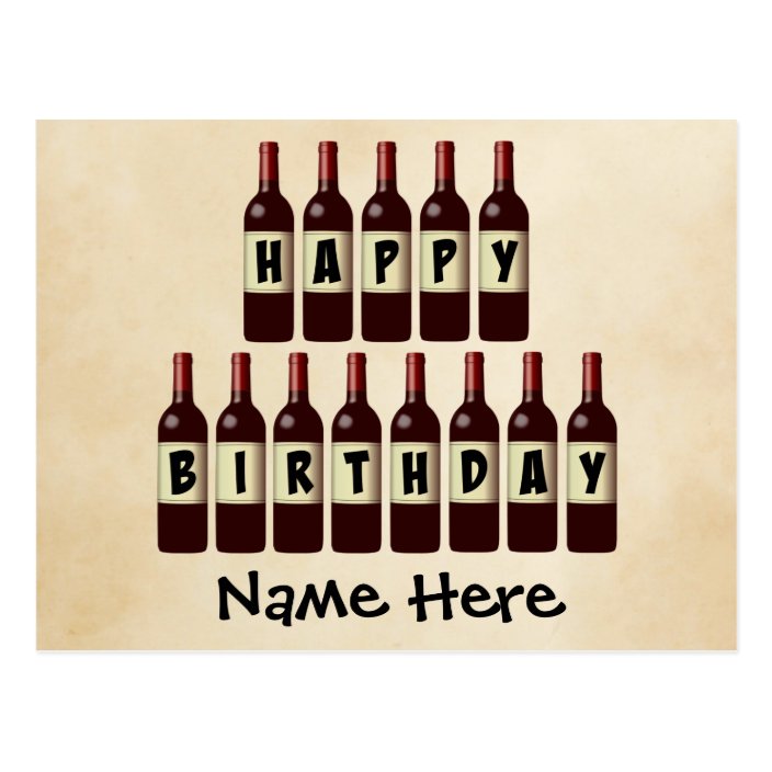 Happy Birthday Wine Bottles Customized Postcard