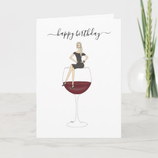 Happy Birthday - Wine Glass Card