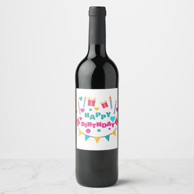 Happy Birthday Wine Label (Front)