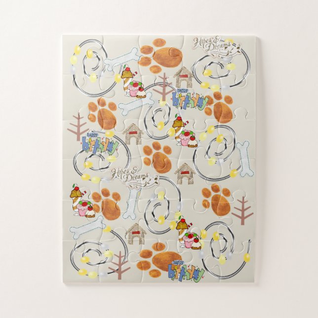 Happy Birthday wish for a dogCupcake Jigsaw Puzzle (Vertical)