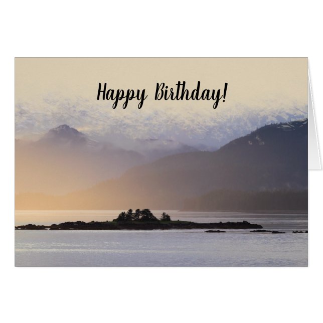 Happy Birthday Wish Misty Mountains Greeting Cards (Front Horizontal)