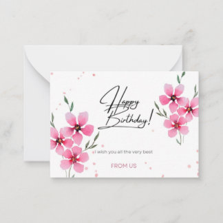 Happy Birthday Wishes flat note card design 