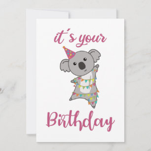 Happy Birthday Wishes To You Koala Cute Animals Ad Invitation