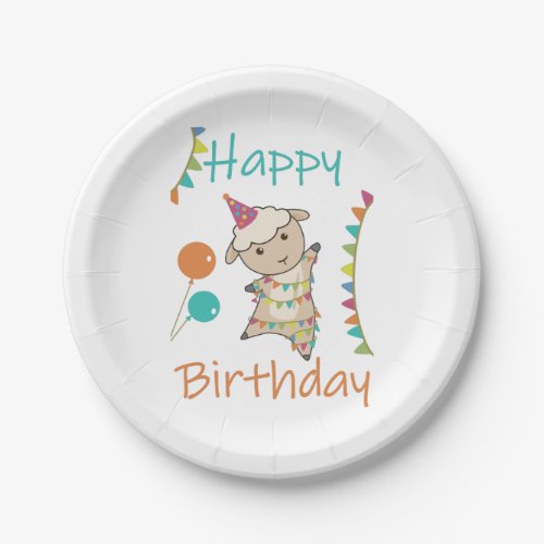 Happy Birthday Wishes To You Sheep Cute Animals Ad Paper Plates