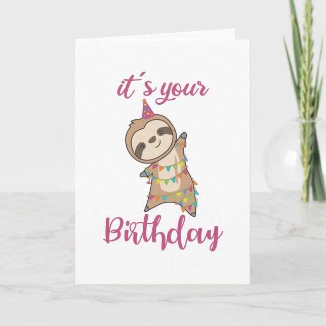 Happy Birthday Wishes To You Sloth Cute Card (Front)
