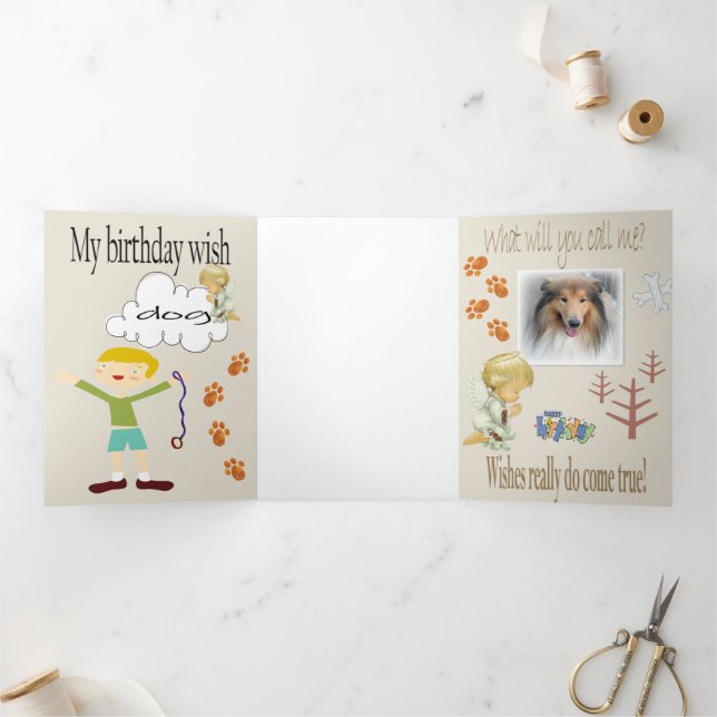Happy Birthday Wishing for a dog  Tri-Fold Card (Inside)