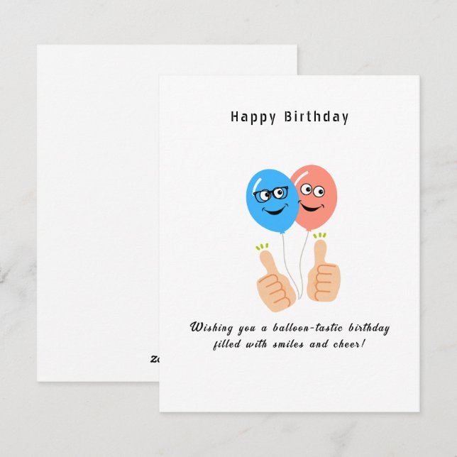 Happy Birthday Wishing you balloon-tastic birthday Holiday Card (Front/Back)