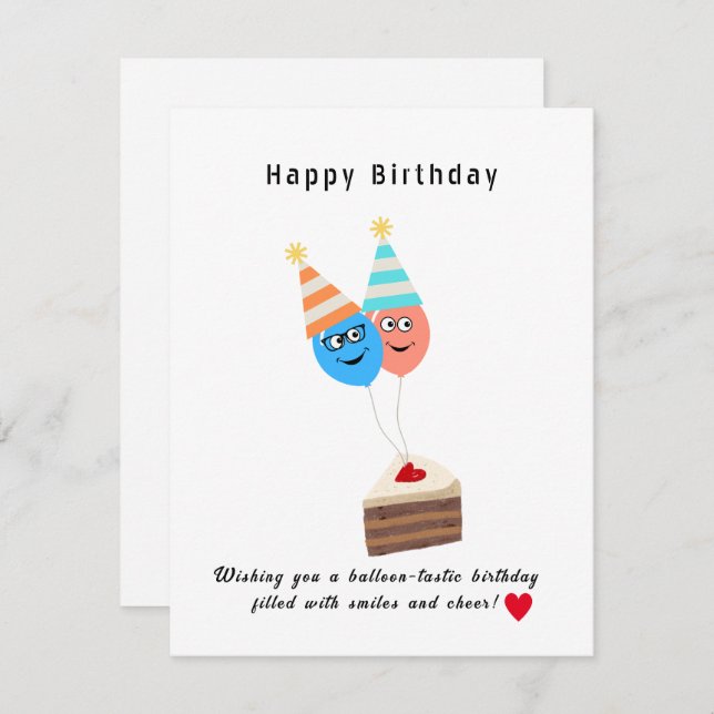 Happy Birthday Wishing you balloon-tastic birthday Holiday Card (Front/Back)