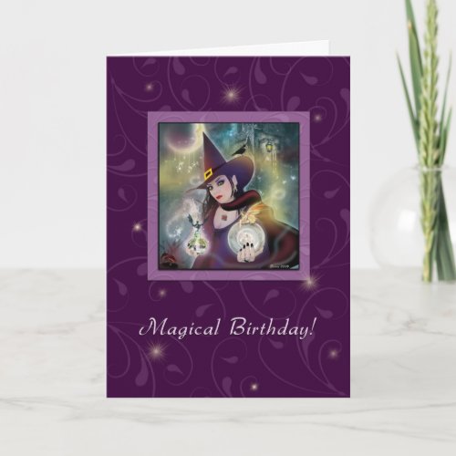 Happy Birthday _ Witch Purple Magic Card
