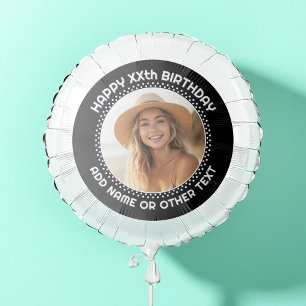 Happy Birthday with 1 Photo - Black Balloon