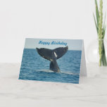 Happy Birthday With A Whale&#39;s Tail And Custom Text Card at Zazzle