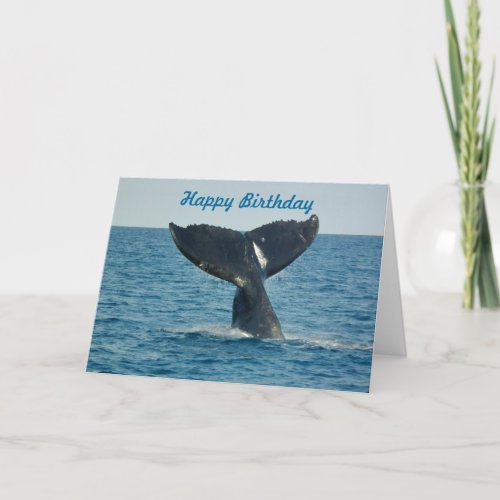 Happy Birthday with a whales tail and custom text Card