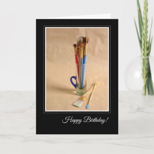 Happy Birthday with Artist's Paintbrushes Card | Zazzle