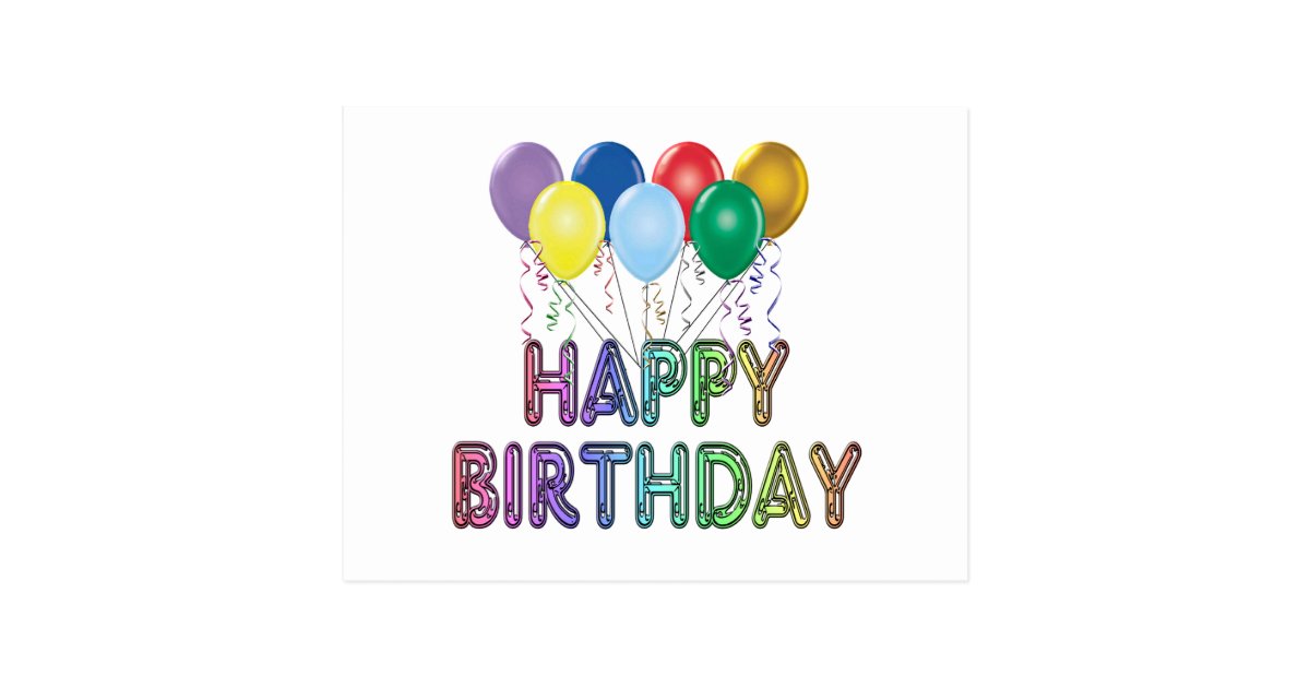 Happy Birthday with Balloon Postcard | Zazzle.com