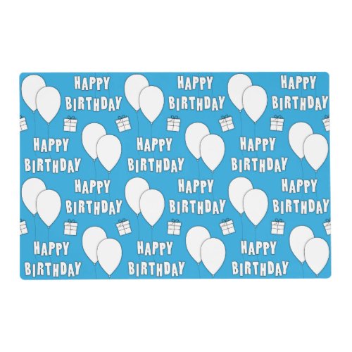 Happy Birthday With Balloons Blue Background Placemat