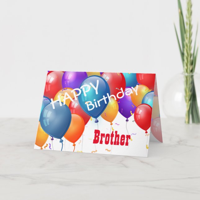 Happy Birthday with Balloons BROTHER Card (Front)
