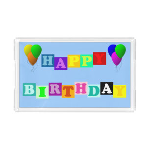 Happy Birthday With Balloons by Shirley Taylor Acrylic Tray