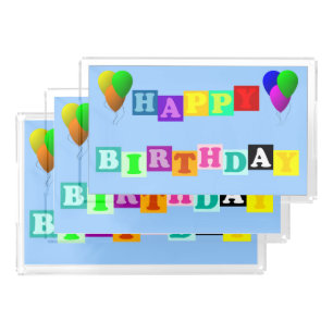 Happy Birthday With Balloons by Shirley Taylor Acrylic Tray