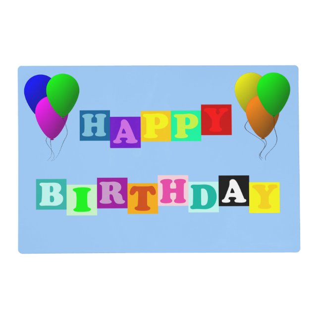 Happy Birthday With Balloons by Shirley Taylor Placemat (Front)