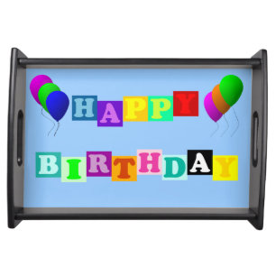 Happy Birthday with Balloons by Shirley Taylor Serving Tray