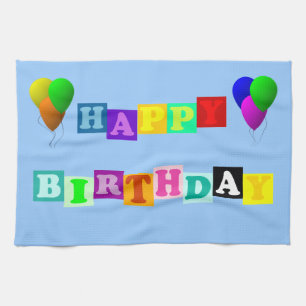 Happy Birthday with Balloons by Shirley Taylor Towel