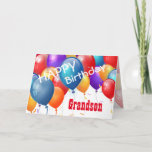 Happy Birthday with Balloons GRANDSON Card<br><div class="desc">Happy Birthday with Colorful Balloons GRANDSON. This festive design with its colorful balloons you can personalize with a birthday year, name, and sentiment makes a one-of-a-kind birthday greeting card for a very special GRANDSON. Text is customizable. You can personalize for any year birthday and any family relationship including 1st 2nd...</div>