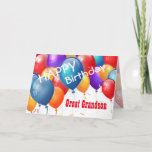 Happy Birthday with Balloons GREAT GRANDSON Card<br><div class="desc">Happy Birthday with Colorful Balloons GREAT GRANDSON. This festive design with its colorful balloons you can personalize with a birthday year, name, and sentiment makes a one-of-a-kind birthday greeting card for a very special GREAT GRANDSON. Text is customizable. You can personalize for any year birthday and any family relationship including...</div>