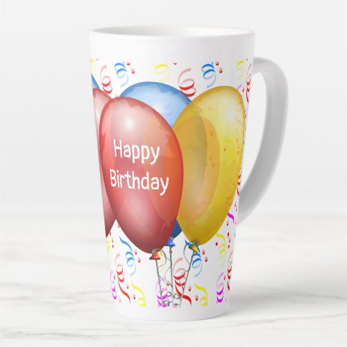 Happy Birthday with Balloons  Latte Mug