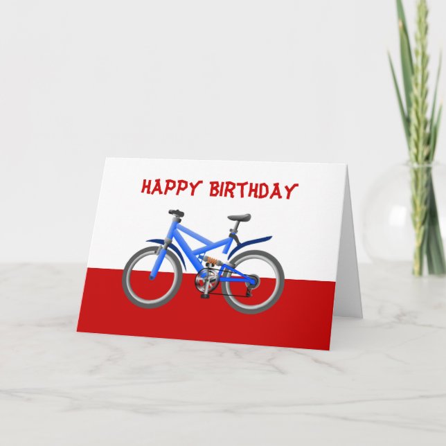 Happy Birthday with bike bicycle pushbike Card (Front)