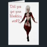 Happy Birthday with blonde woman in lingerie<br><div class="desc">Happy birthday card with a sensual blonde women in red lingerie with red underwear,  red stockings and red bra also wearing black knee high boots. This image available on many products in my store or contact me</div>