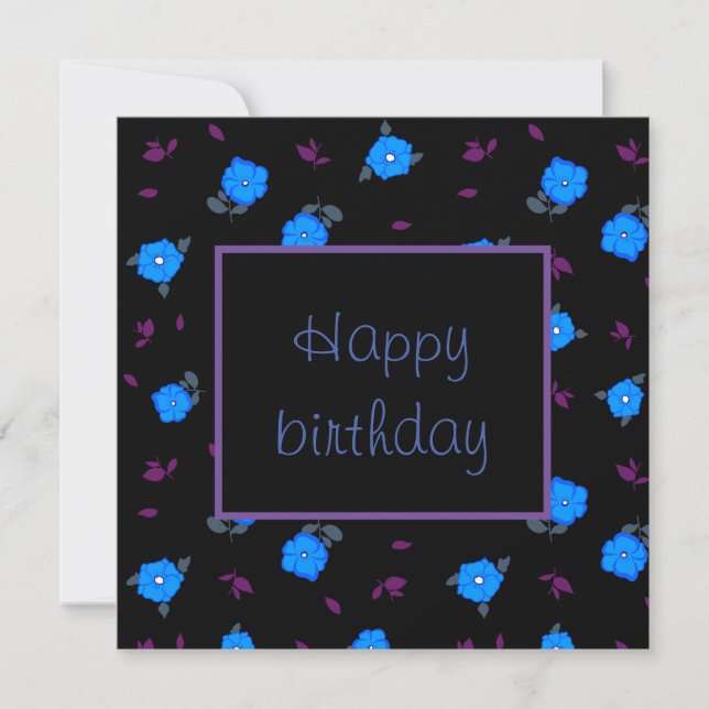 Happy birthday with blue flowers (Front)