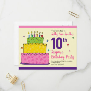 Happy Birthday with Candles Colorful Cake Confetti Invitation Postcard